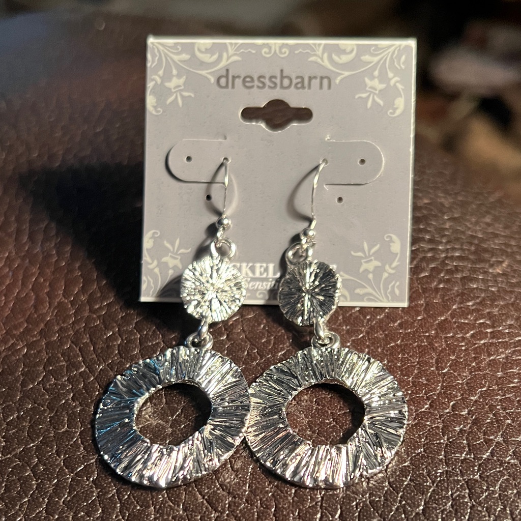 Dressbarn Textured Silver Hoop Earrings